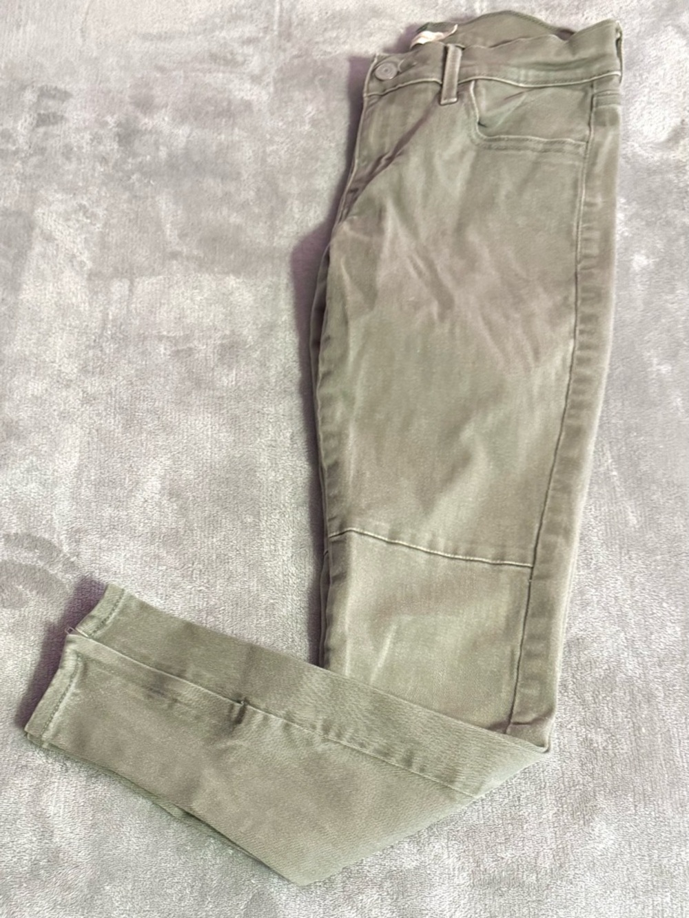 Levi’s 710 Super Skinny Jeans Olive Green Moto Zip Ankle Y2K Women’s 27